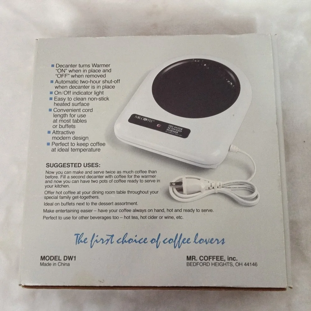 Mr. Coffee Decanter Activated Warmer Model DW1 White Vintage Coffee Pot Heater